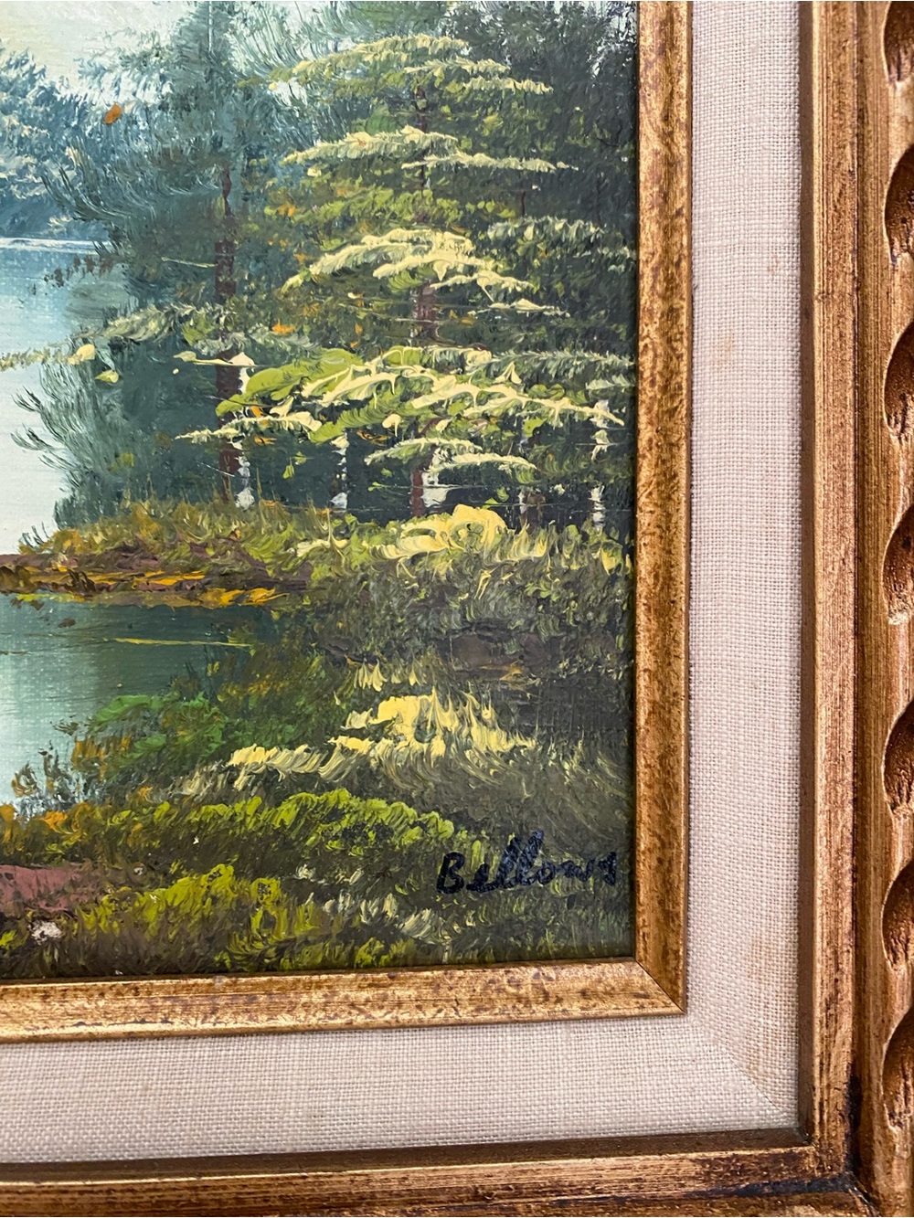Original Framed Mountain Lake Landscape oil Painting - Picture 4 of 7